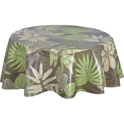Nappe en toile cirée ronde motifs jungle MALLORCA TOILINUX