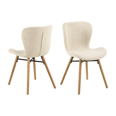 Chaises tissu bouclette beige et bois chêne (lot de 2) - MATILDA HELLIN, DEPUIS 1862