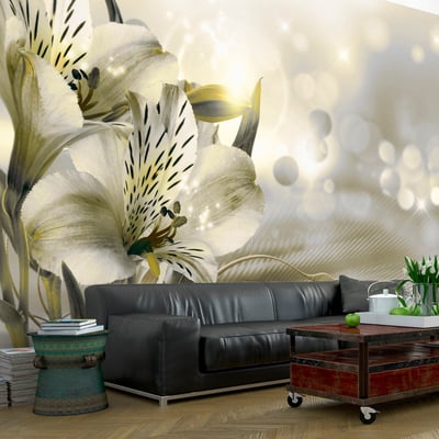 Papier peint intissé panoramique Fleurs Green Daybreak EDEN