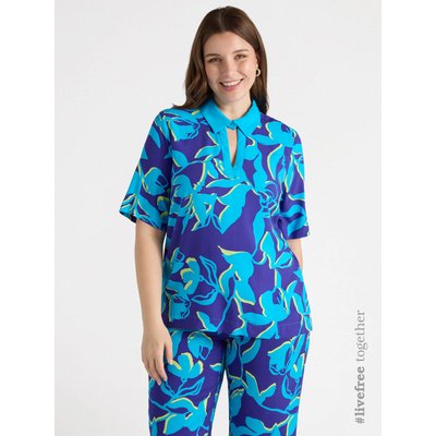 Blouse à fleurs en viscose LENZING™ ECOVERO™ avec col et coupe boxy FIORELLA RUBINO