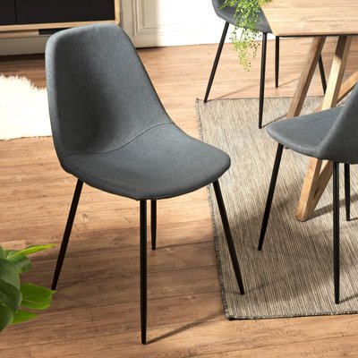 Chaise de salle à manger contemporaine tissu gris anthracite TIM (lot de 2) PIER IMPORT