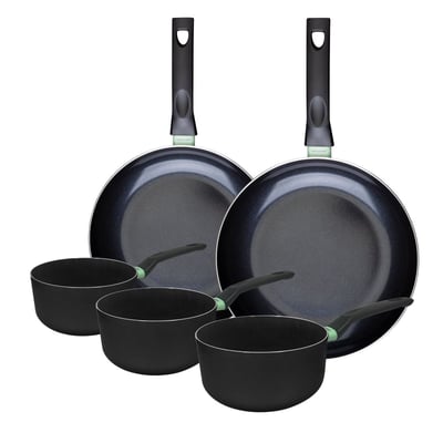 Batterie 2 poêles 28/30cm + 3 casseroles 16/18/20cm BRANDAO FACKELMANN