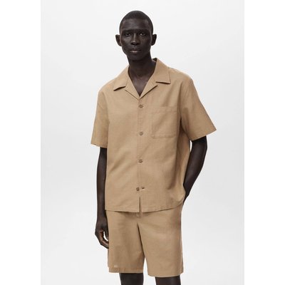 Chemise lin col bowling poche MANGO MAN