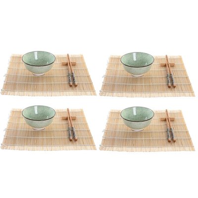 Set à sushi 16 pièces bambou et céramique vert WADIGA