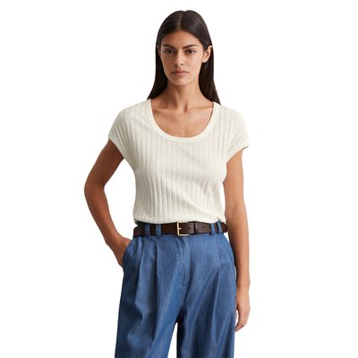 T-shirt Pointelle slim en doux mélange Modal-Organic-Cotton MARC O'POLO