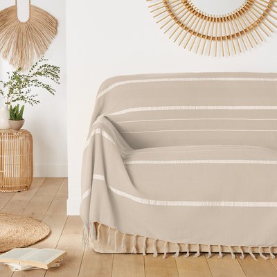 Plaid frangé rayé coton, Nedo LA REDOUTE INTERIEURS