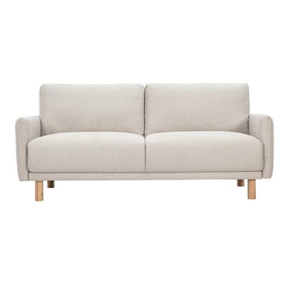 Canapé design 3 places en tissu effet velours vert kaki et bois clair BONO MILIBOO