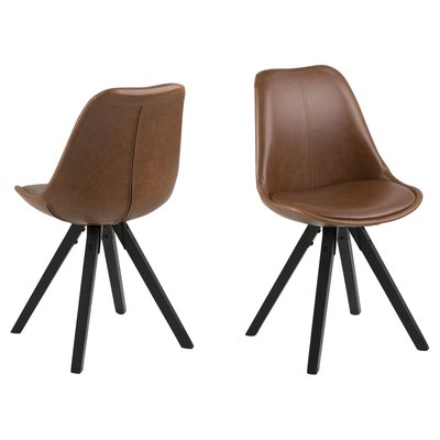Lot de 2 Chaises de salle à manger Dona en tissu et bois d'Hévéa TOILINUX