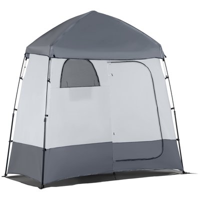 Tente de douche pop-up - 3 portes, 2 fenêtres, sac - gris OUTSUNNY