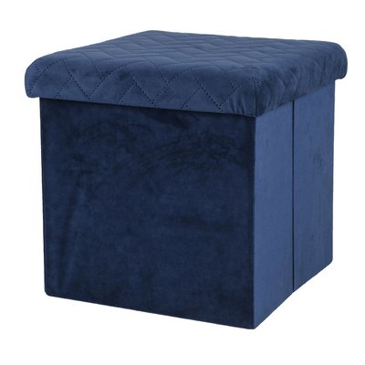 Pouf de rangement pliable Kube en velours TOILINUX