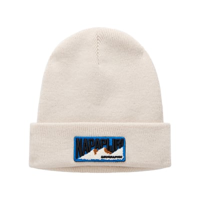 Bonnet marron en maille fine avec patch iconique brodé sur le revers NAPAPIJRI
