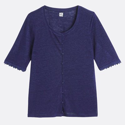 Tee shirt en lin manches courtes LA REDOUTE COLLECTIONS