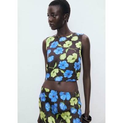 Blouse courte à fleurs dos nu MANGO