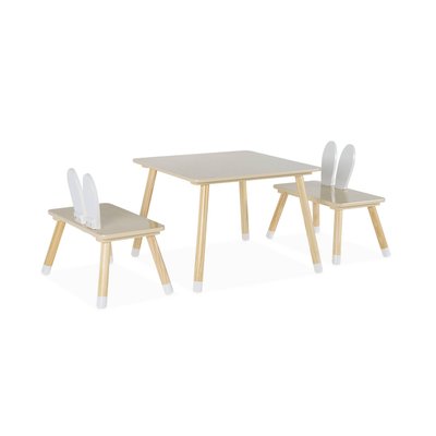 Table enfant décor bois 2 chaises forme lapin BEN SWEEEK