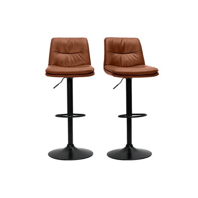 Tabourets de bar réglables marrons et métal noir (lot de 2) ZUCK MILIBOO