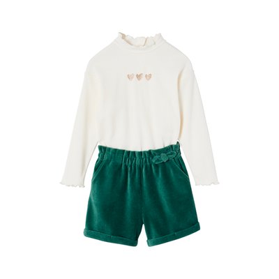 Ensemble T-shirt + short en velours VERTBAUDET