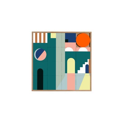 Tableau en bois taquin moderne et coloré  63 x 63 - AZED TAQUIN