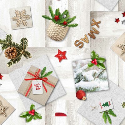 Nappe Toile cirée au mètre Noel christmas DOUCEUR D'INTÉRIEUR