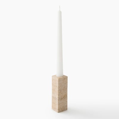 Bougeoir carré, 4x4x6.5cm, en travertin MONOPRIX