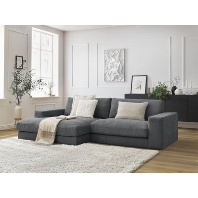 Canapé d'angle fixe 4 places en tissu texturé, LEONARD BOBOCHIC