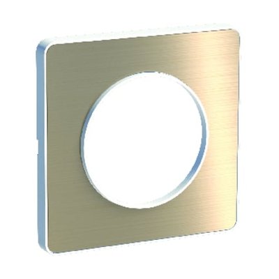 Plaque 1 Prise Odace Touch Bronze Brossé Liseré Blanc SCHNEIDER ELECTRIC