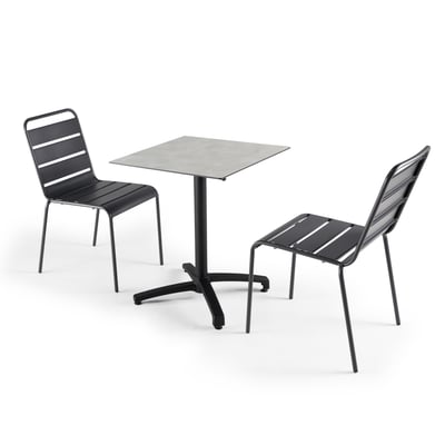 Table inclinable en HPL et 2 chaises en métal OVIALA