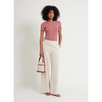Pantalon large à détails dorés SABLE NAF NAF