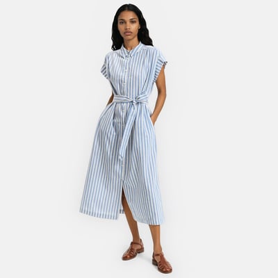 Robe droite rayée, longue, manches courtes, Signature HELOÏSE LA REDOUTE COLLECTIONS