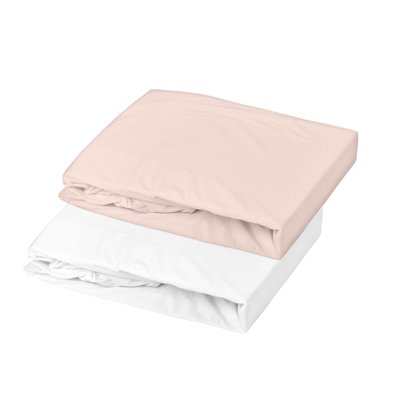 Lot 2 draps-housses Blanc / Nude jersey 70x140 cm DOMIVA