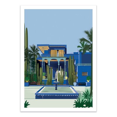 Affiche d’art 50 x 70 cm - Jardin Majorelle Marrakech - LPX Illustration WALL EDITIONS