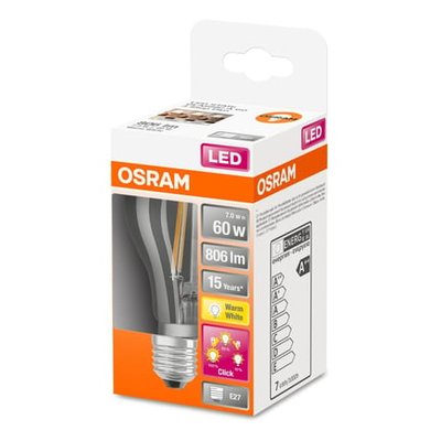 Ampoule Led Standard 3 Temps Verre Clair E27 7w=60 Chaud Dimmable OSRAM