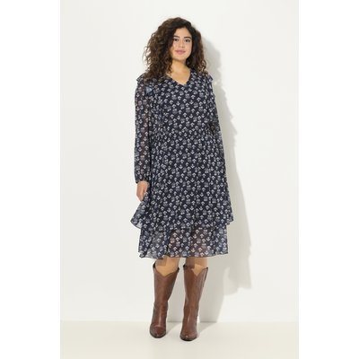 Robe doublée avec ruchés. Décolleté en V ULLA POPKEN