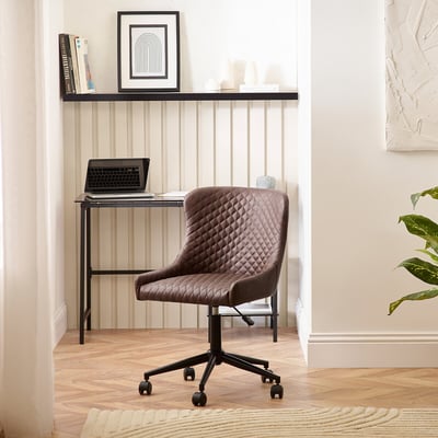 Kenton Faux Leather Quilted Office Swivel Chair SO'HOME