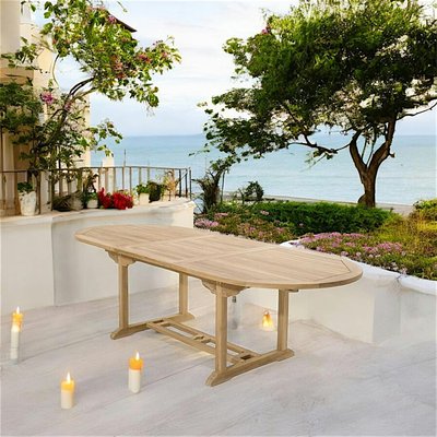 Table de jardin extensible ovale en bois de teck massif 180/240x100cm SUMMER 10 personnes PIER IMPORT
