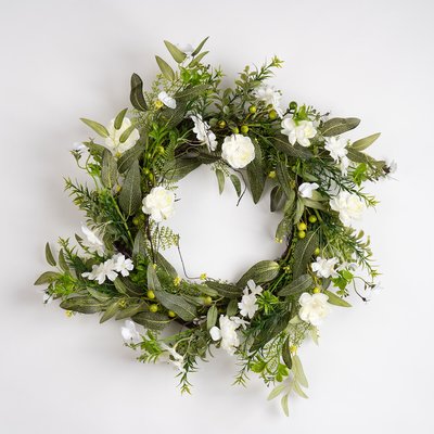 55cm White Floral Daisy Wreath SO'HOME
