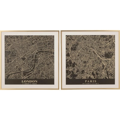 Décoration murale cartes urbaines, Lot de 2 RECOLLECTION