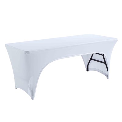 Nappe housse blanche pour table pliante 180cm double ouverture OVIALA
