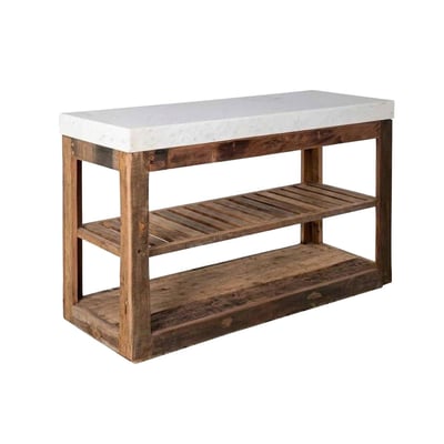 Console avec étagères en bois recyclé et marbre CAPUCINE MADE IN MEUBLES 