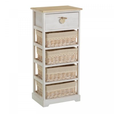 Meuble de rangement 1 tiroir + 4 paniers - 40x29x90cm WADIGA