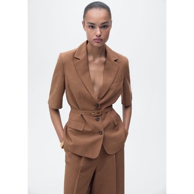 Blazer costume lin mélangé ceinture MANGO