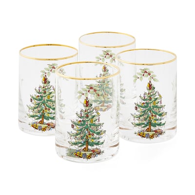 Set of 4 Christmas Tree Old Fashioned Glasses SPODE