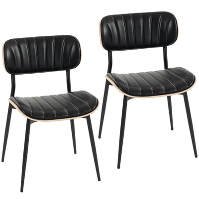 Chaise de salle à manger PU Noir et bois HOMCOM