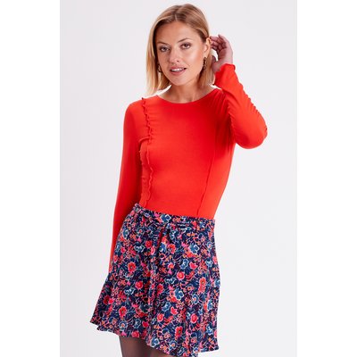 Tee shirt manche longue rouge femme online