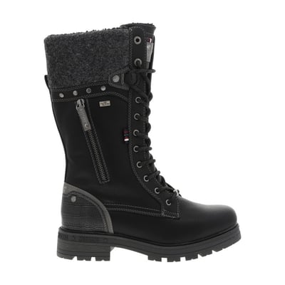 Bottes noires à talon décroché bas ornées d'une fermeture éclair décorative MUSTANG