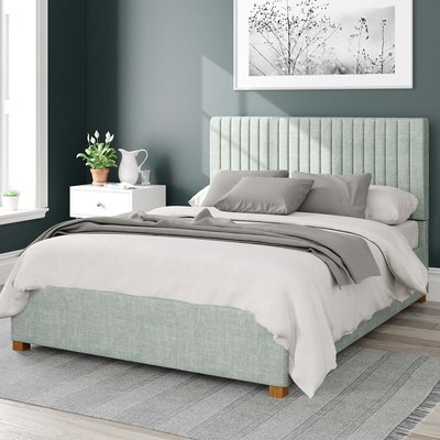 Grant Pure Pastel Cotton Storage Ottoman Bed With Vertical Upholstered Headboard ASPIRE