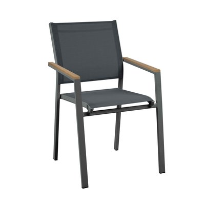 Chaise de jardin en aluminium et textilène avec accoudoirs, JAKARTA OVIALA