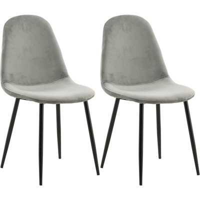 Chaise en tissu avec pieds en acier Polar (Lot de 2) Gris et noir VENTURE HOME