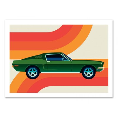 Affiche d’art et cadre noir 50 x 70 cm - Green vintage sports car - Bo Lundberg WALL EDITIONS