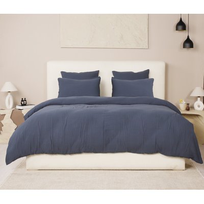 Parure unie avec housse de couette et taie(s) en gaze de coton lavé, Ava C DESIGN HOME TEXTILE