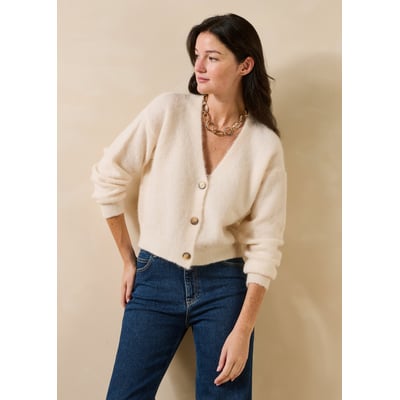 Gilet court col V manches longues LA FEE MARABOUTEE